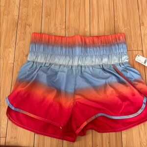 NWT Free People Movement Running Shorts Red Blue Ombre Size S